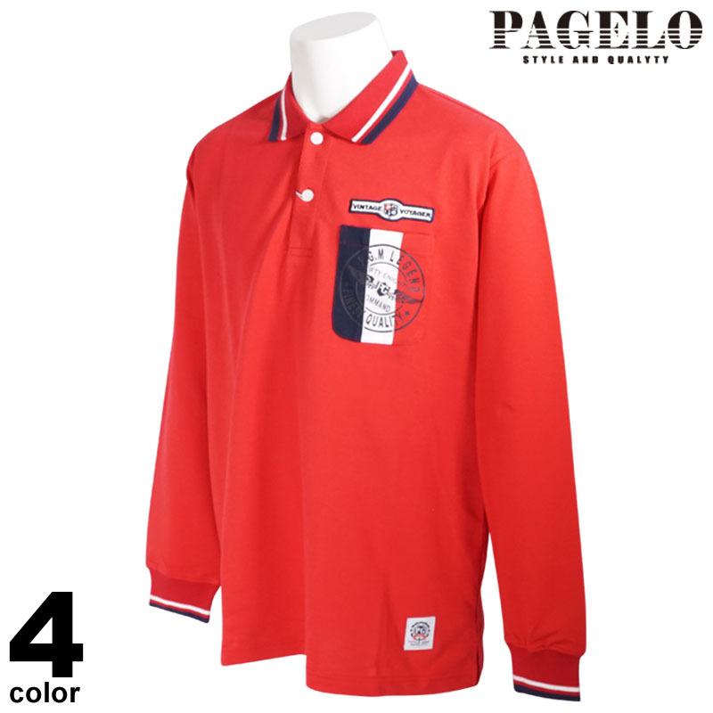 年末のプロモーション大特価 Pagelo パジェロ 長袖 ポロシャツ メンズ 22春夏 ワッペン プリント 胸ポケット 23 1802 07 ポロシャツ カラー ブラック 05 Proksi Si