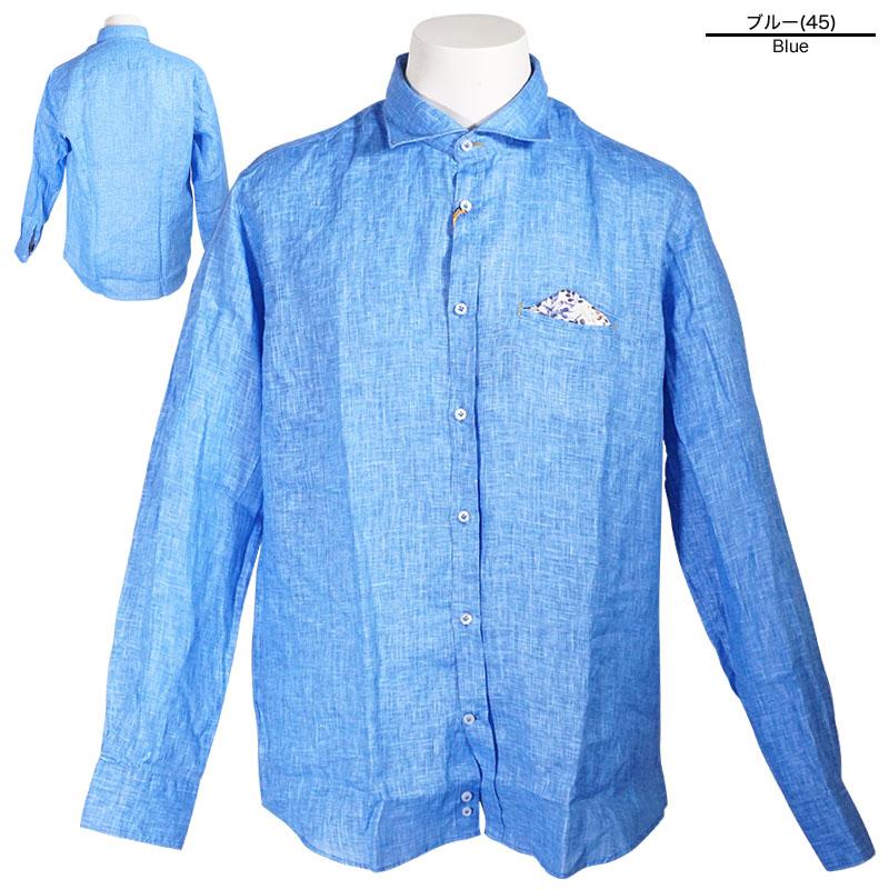 極美品　BARBA　バンドカラーシャツ　長袖　イタリア製　シャンブレー　ブルー セール 30%OFF SEEKER GROOVE シーカーグルーブ 長袖 カジュアル