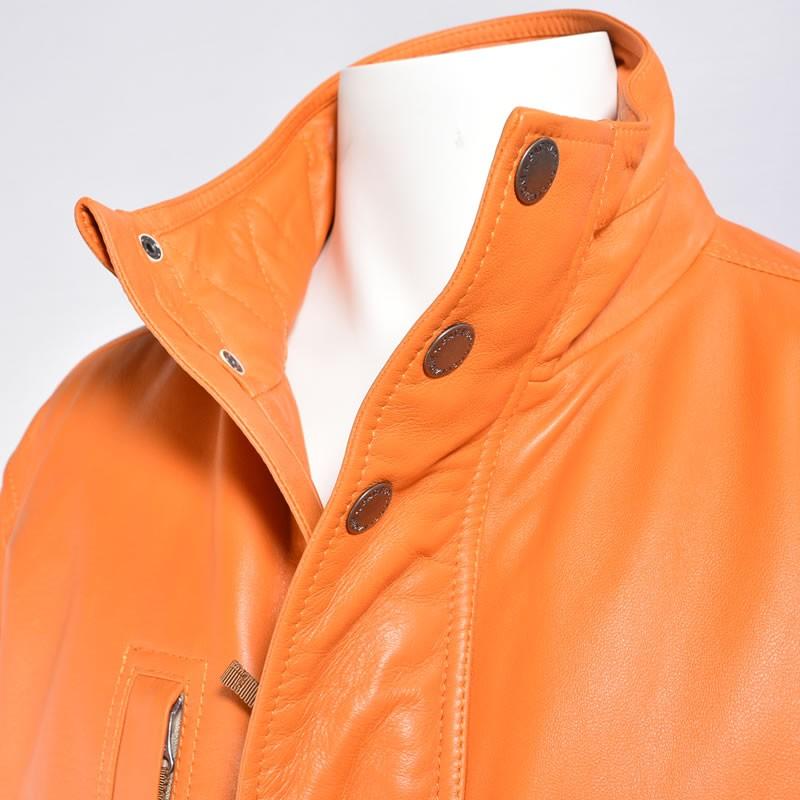 PAGELO オレンジ レザー テーラードジャケット M 2way ラムレザー PAGELO オレンジ レザー テーラードジャケット M 2way ラムレザー