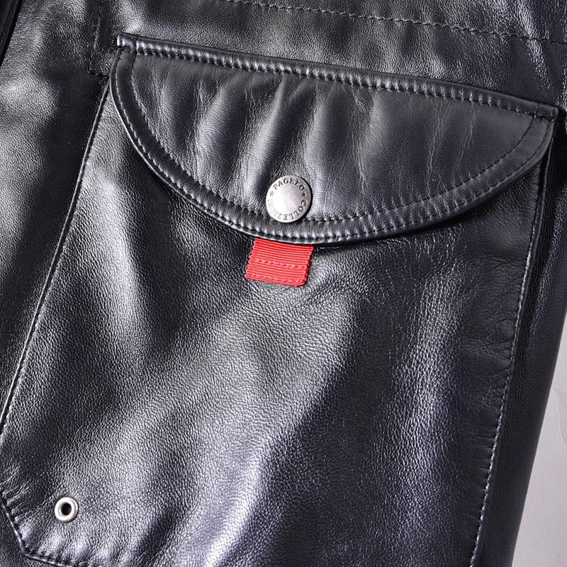 PAGELO パジェロ 革ジャケット メンズ 秋冬 ポケット ファスナー付き