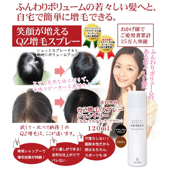 超耐水増毛スプレー「QZジェントリー120ml」 累計販売45万人！周囲に