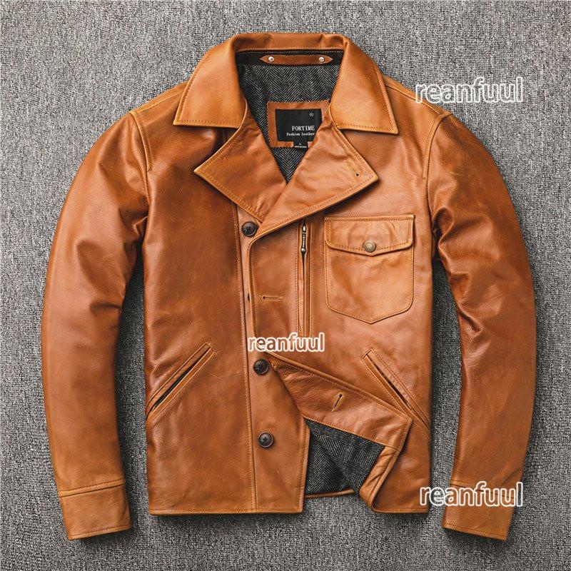 品数豊富 バイク 本革 メンズ レザージャケット 革ジャン ワイルドなデザインで男らしい 本格的な革ジャン ライダース レザーコート ミリタリー ジャケット ブランド 細身 スリムタイプ ミディアム ダブル 羊革 ジャケット