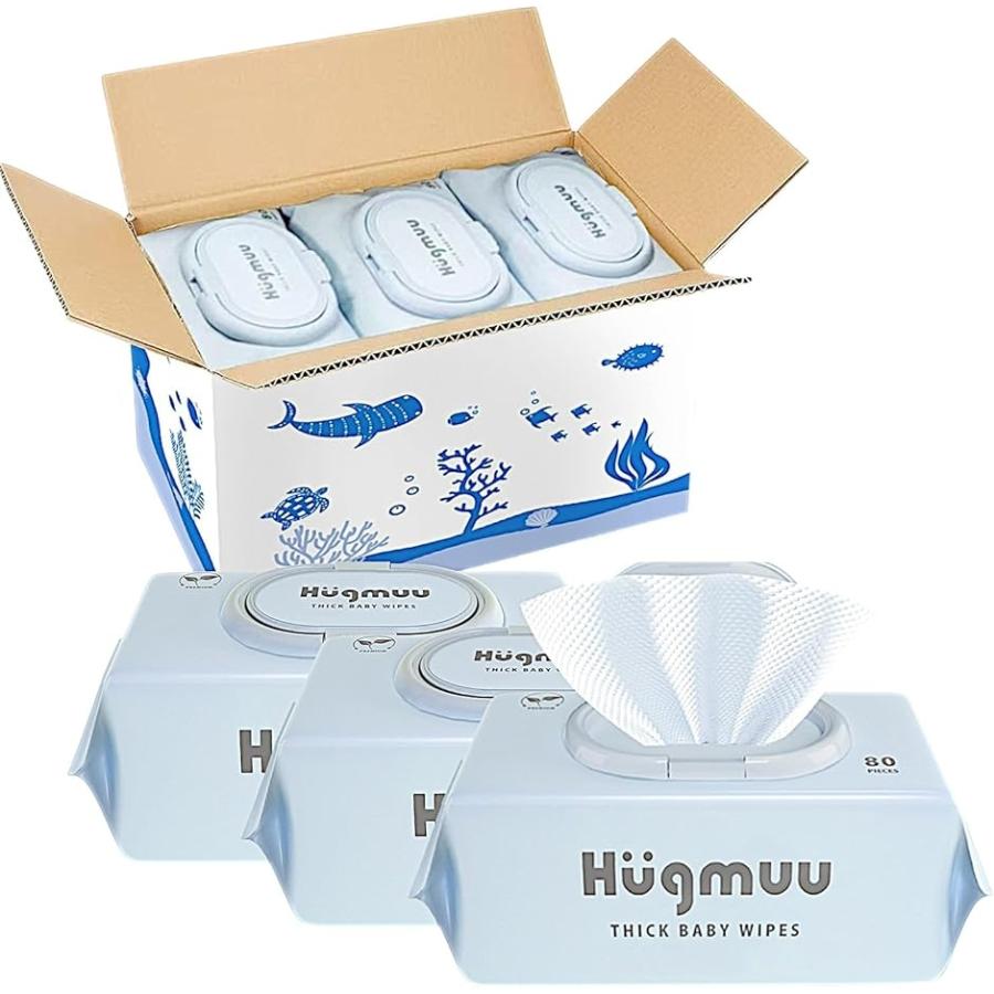 Hugmuu ハグムー おしりふき 厚手 おしり拭き 大判 蓋付き お尻拭き 赤ちゃん ベビーワイプ 出産祝い (厚手9個セット)（Yahoo!・REAPRI）