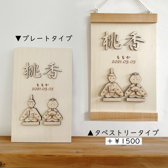 ひな祭り雛人形・プレート・タペストリー お雛様 木製 名前札 名前旗