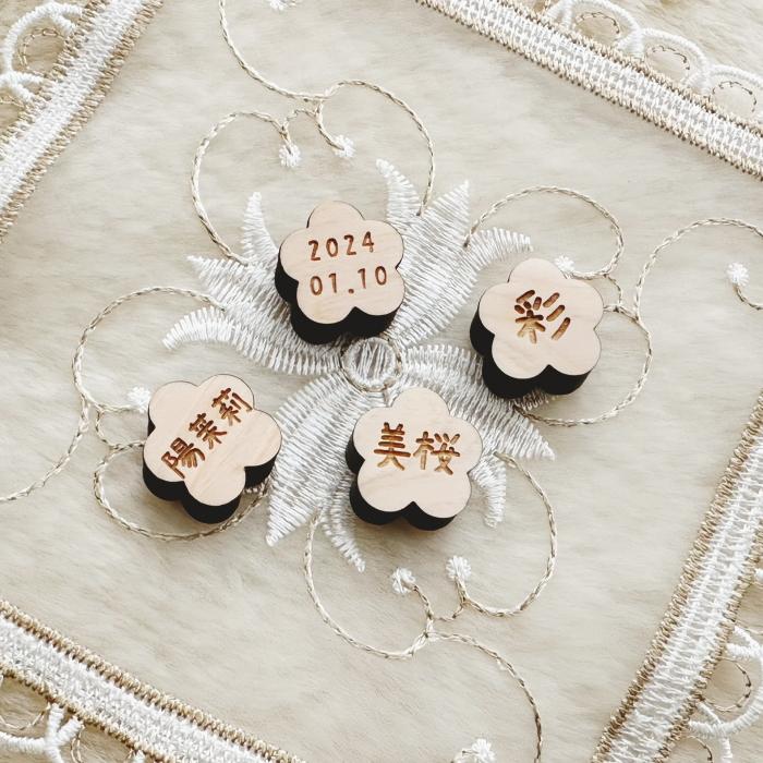 【同時購入限定】ミニミニ桃名前札　生年月日orお名前彫刻　国産紀州熊野檜使用 | 