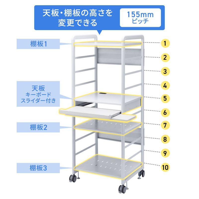 アウトレット SOHO ラック マルチ 収納 機器 設置 総耐荷重 200kg キャスター 堅牢 PC パソコン_3