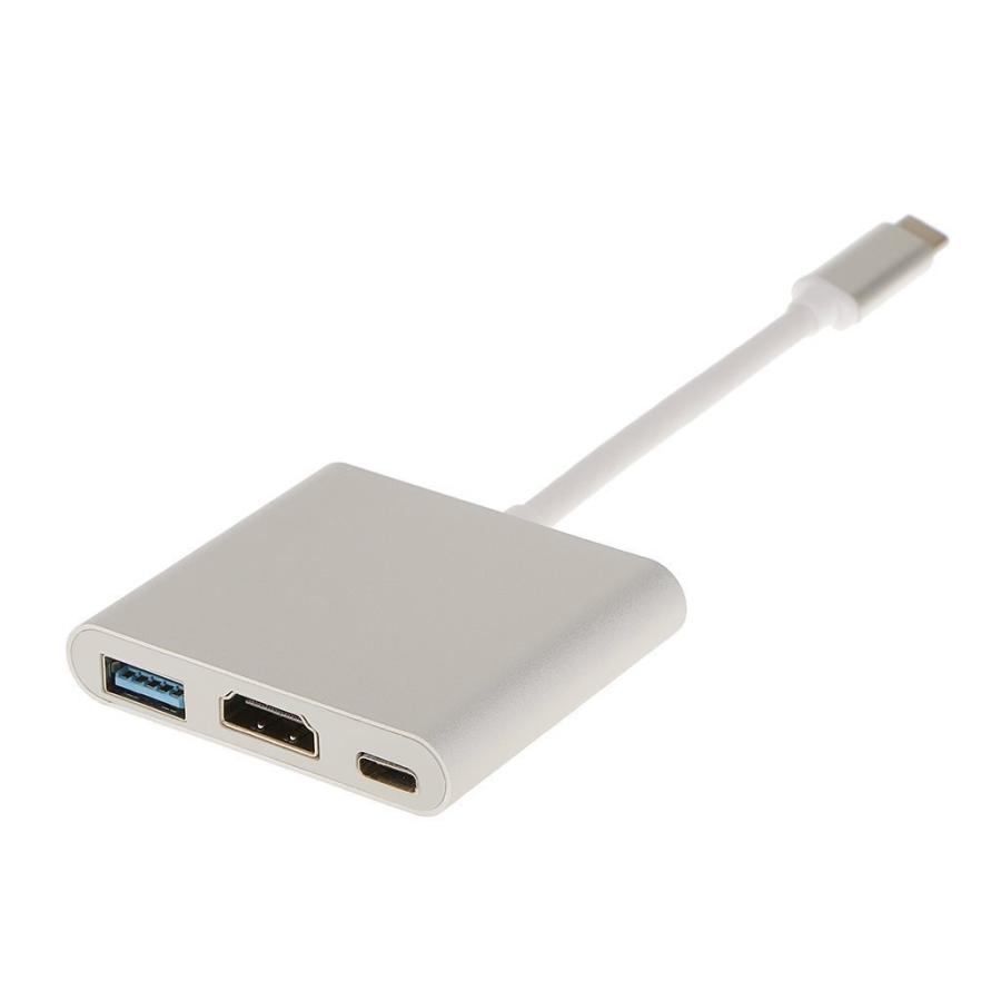 Type-C 変換 3in1 USB 3.1 usb HDMI アダプター マルチポート 3出力 シルバー NS-TYPEC-3IN1-SV｜rebias｜02