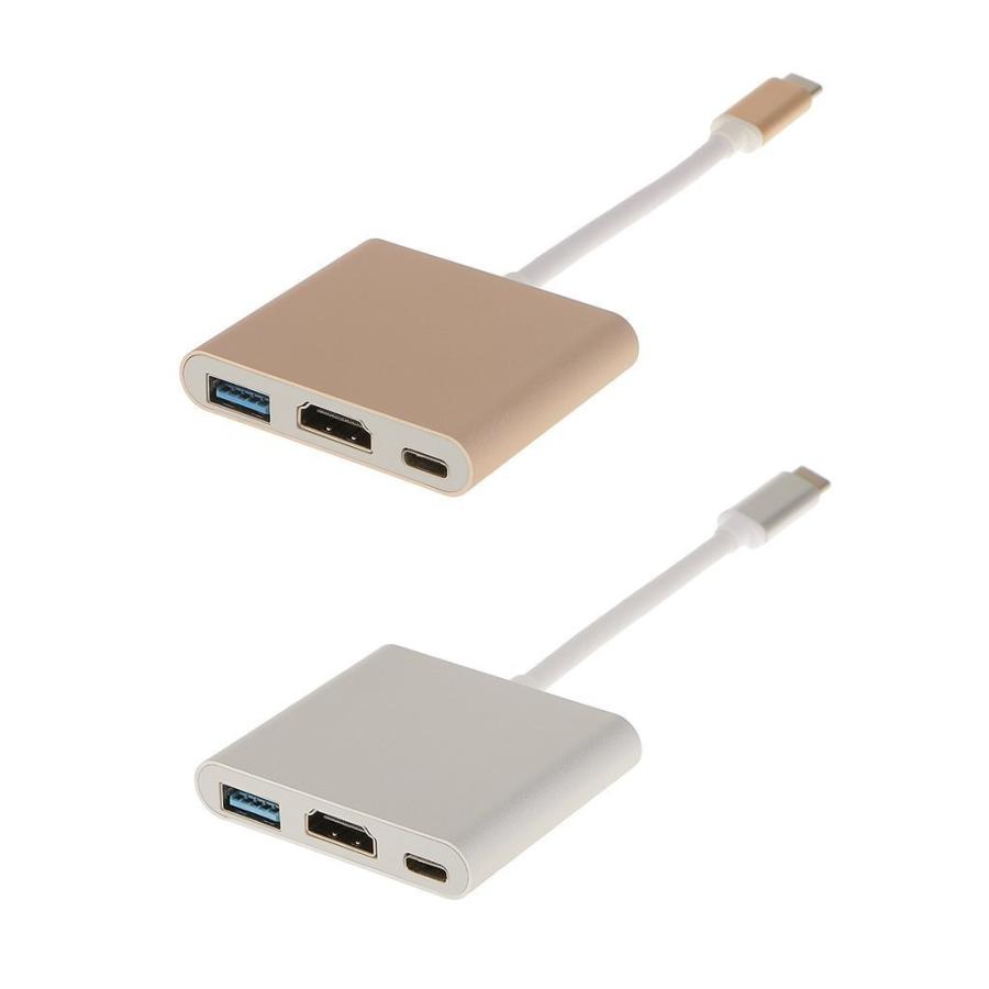 Type-C 変換 3in1 USB 3.1 usb HDMI アダプター マルチポート 3出力 シルバー NS-TYPEC-3IN1-SV｜rebias｜05