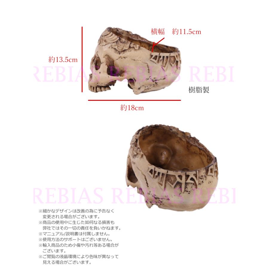 フラワースカル ハーフ SKULL 骸骨 観葉植物 オブジェ 置物 FLOWER｜rebias｜03