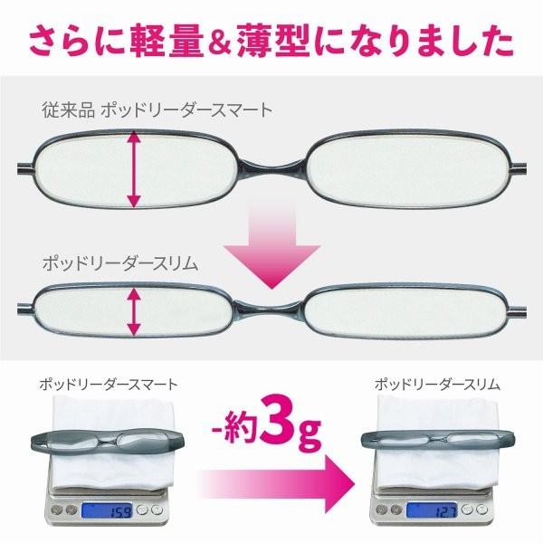 老眼鏡 シニアグラス POD READER SLIM 超薄型 携帯用 ケース付 超軽量 保証書付 おしゃれ レディース メンズ ポッドリーダー スリム｜rebirthlife21｜09