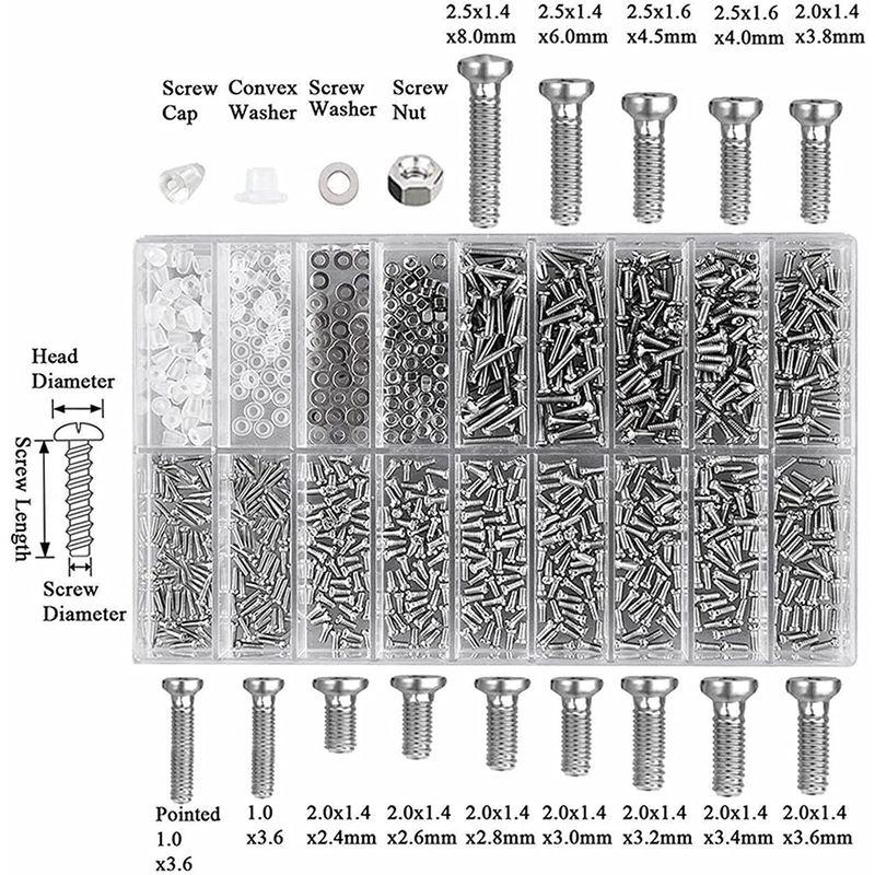 YFFSFDC 小ネジキット 小ネジセット 1000個入り 修理キット コンピュータ用ネジ＆ナットセット 小型ねじ 修理 補修 パーツ ナッ｜rebon｜06