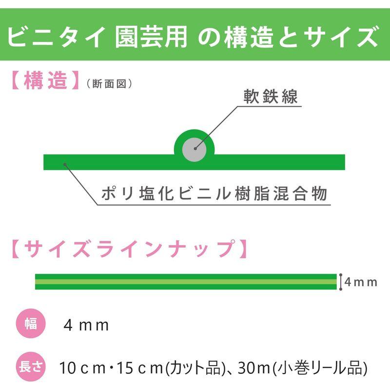 ビニタイ 園芸用 10cm カット品 200本入り/袋 緑 QA-104-01 共和 ビニールタイ 農業 支柱 固定 誘引 そえ木 結束 ワ｜rebon｜02