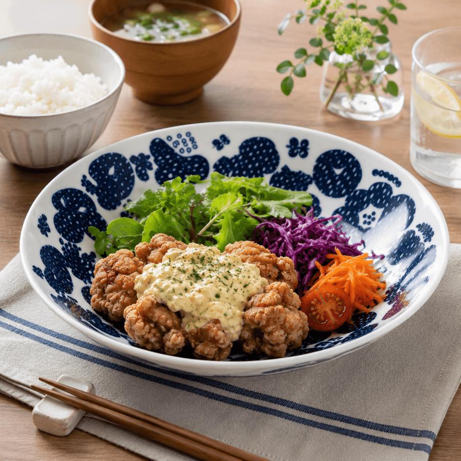 波佐見焼 カレー・パスタ皿 フラバーブルー 22.5cm 深皿 オーバル