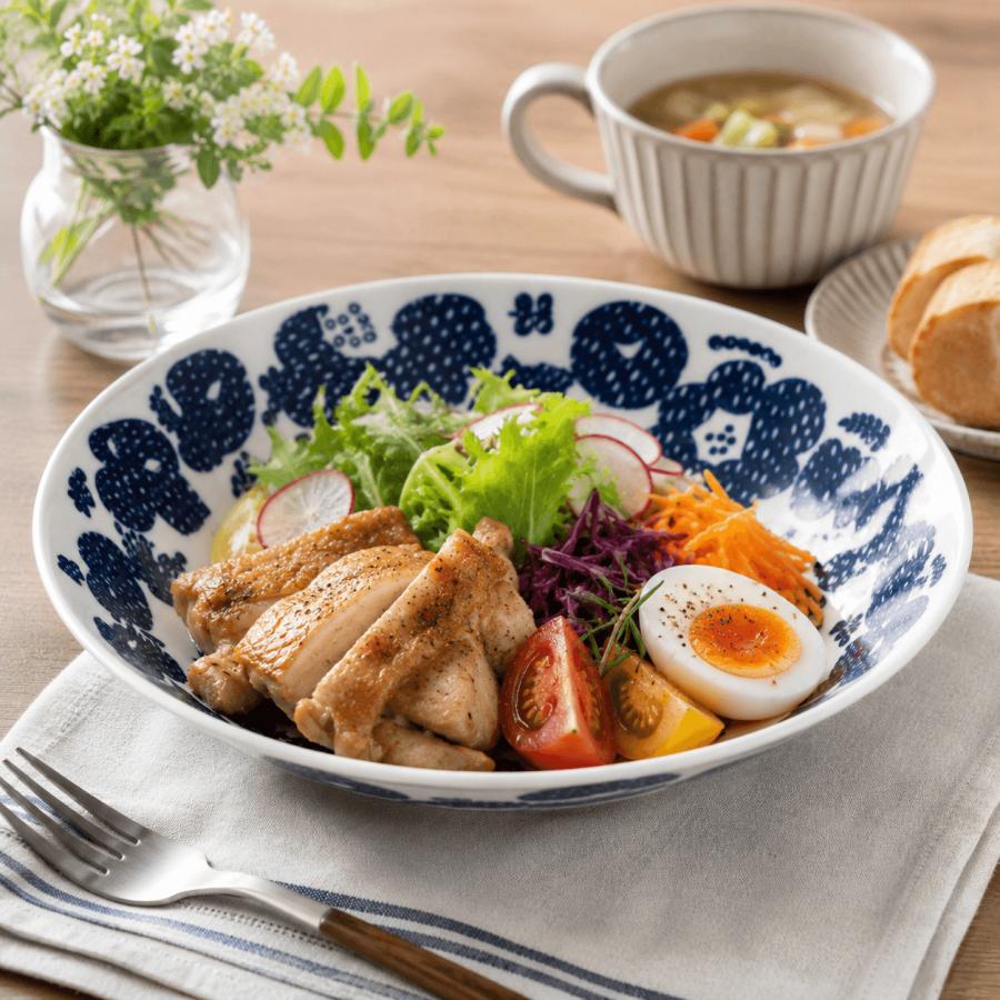 波佐見焼 カレー・パスタ皿 フラバーブルー 22.5cm 深皿 オーバル