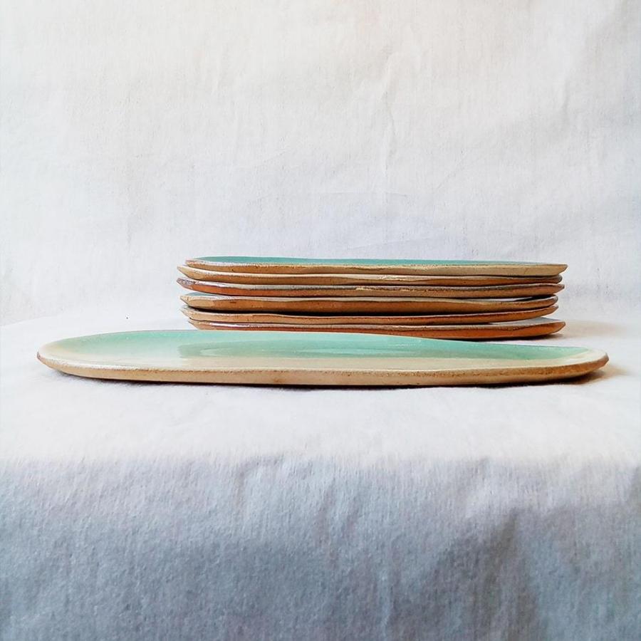 小石原焼 高取焼 高取焼き ナイルブループレート 皿 青 元永陶苑 陶器