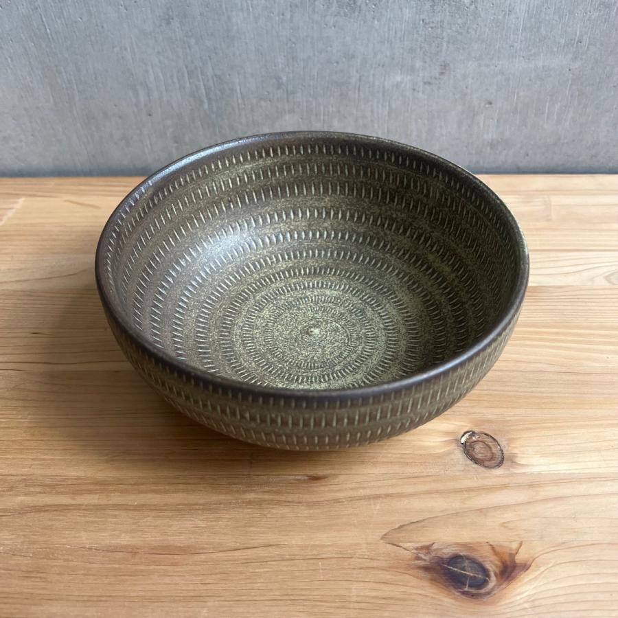 小石原焼 翁明窯元 どんぶり大 黄色（マット）17cm 陶器 和食器 ボウル