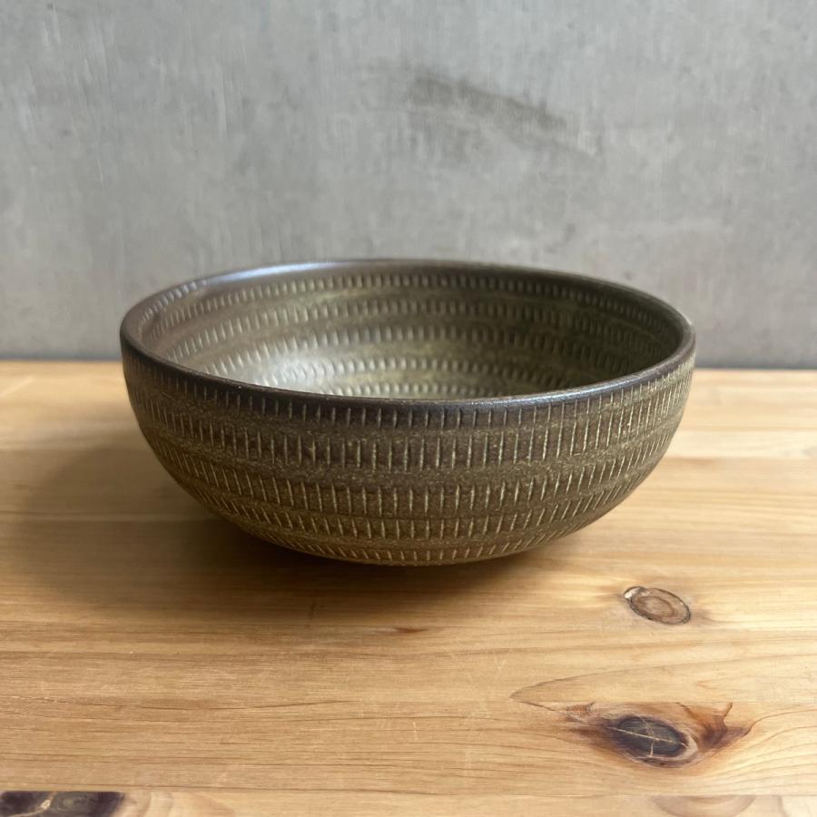 小石原焼 翁明窯元 どんぶり大 黄色（マット）17cm 陶器 和食器 ボウル