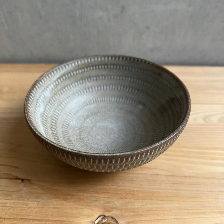 小石原焼 翁明窯元 細やかな模様と洗練されたグレー お茶碗（小