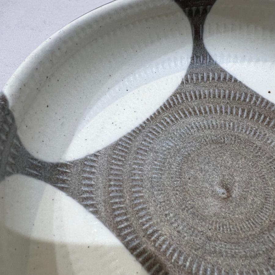 小石原焼 マット 飛び鉋 ツートン 深皿 陶器 器 翁明窯元 和食器