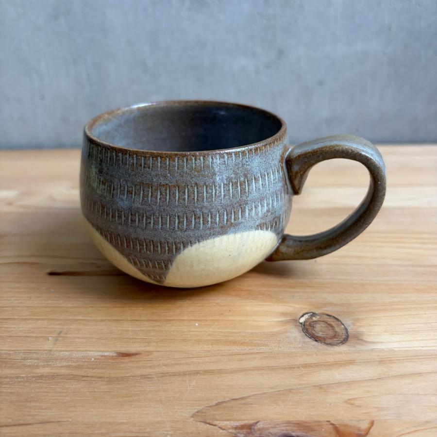 小石原焼 翁明窯元 丸マグカップ 四方がけ つや コーヒーカップ 陶器
