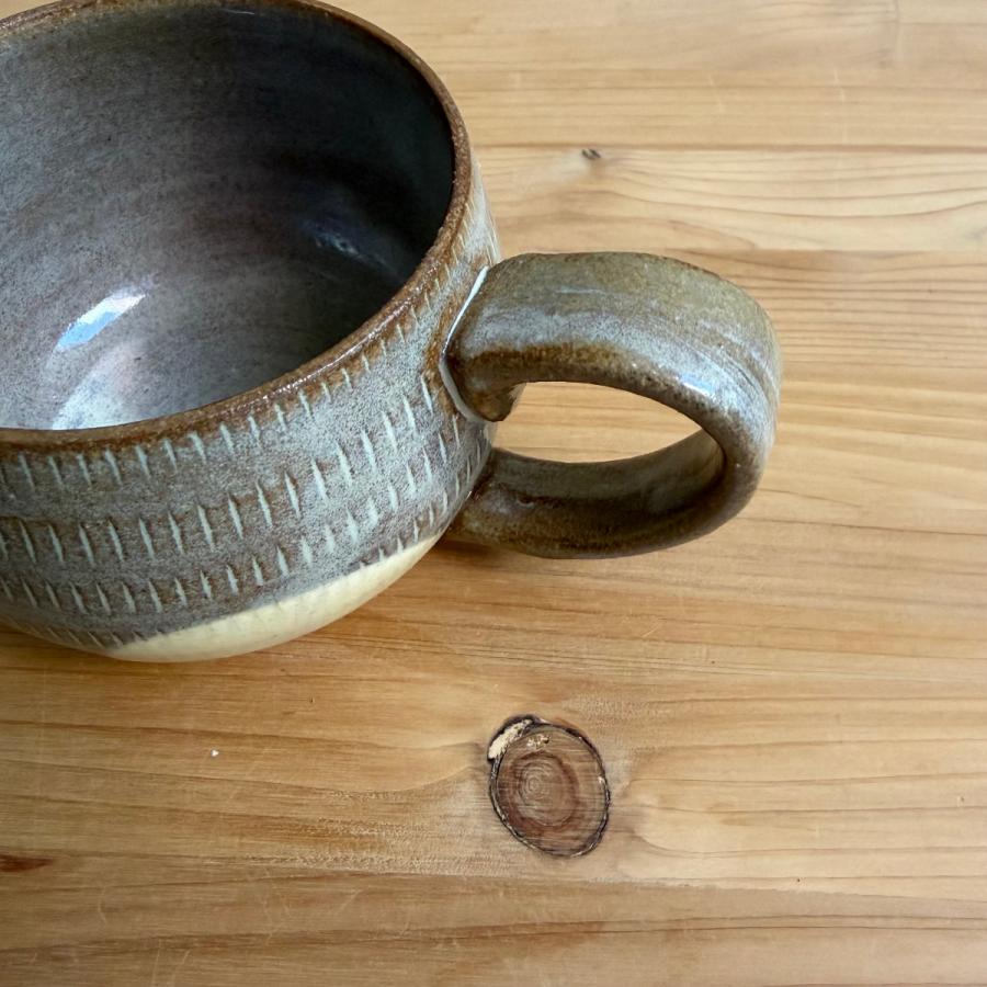 小石原焼 翁明窯元 丸マグカップ 四方がけ つや コーヒーカップ 陶器
