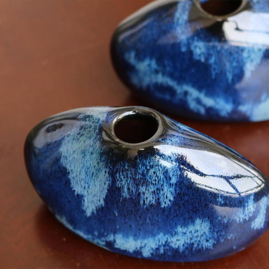 小石原焼 陶器 花器 フラワーベース 一輪挿し 小石原焼 小石原焼き 藍釉 花瓶 一輪挿し 花器 1個 秀山窯 陶器 器