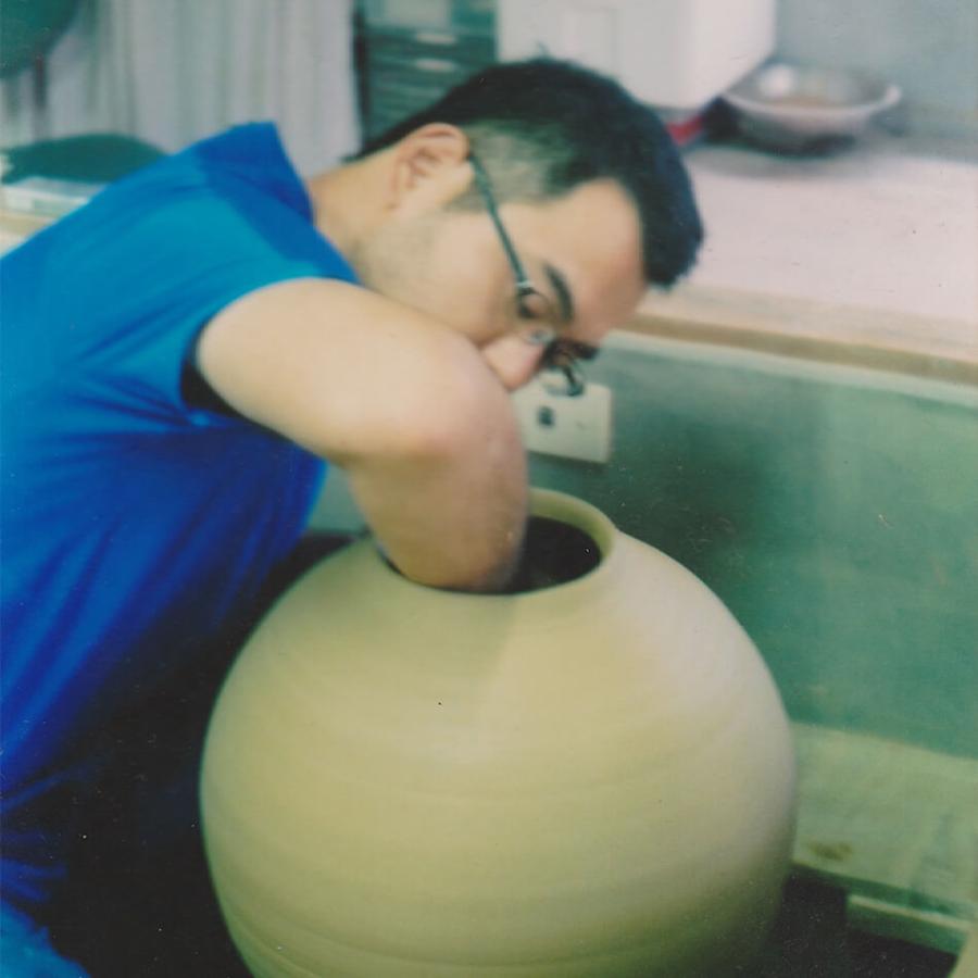 梶原慶治 緑釉木ノ葉文皿 陶芸作品 個人陶芸家 プレート皿 大皿 陶器 