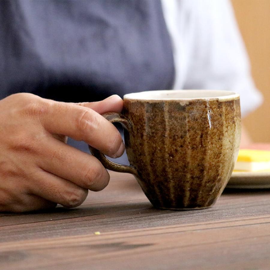 梶原慶治 マグカップ 鎬 ブラウン コーヒーカップ ティーカップ 陶芸