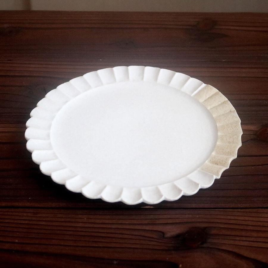 梶原慶治 輪花皿 大皿 24cm 平皿 白 ホワイト パスタ皿 カレー皿 ワン