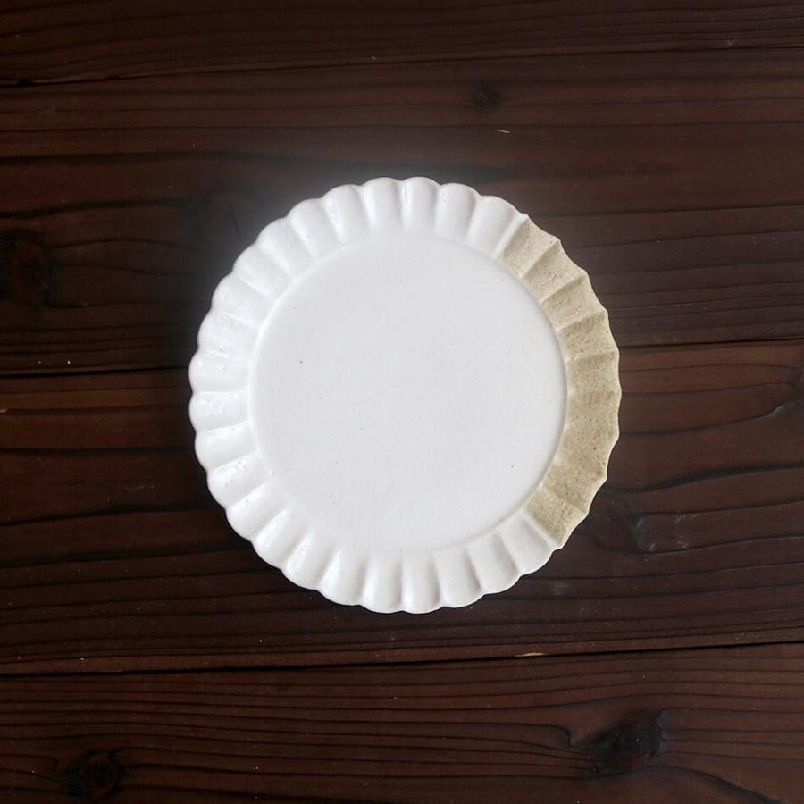 梶原慶治 輪花皿 中皿 19cm 平皿 白 ホワイト ワンプレート デザート皿