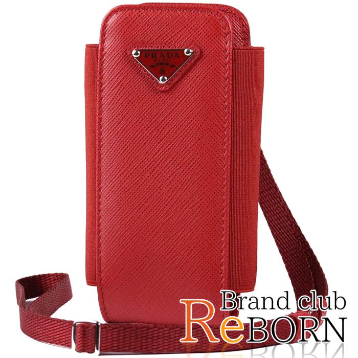 新品PRADA プラダ ネックストラップスマホケース 赤-