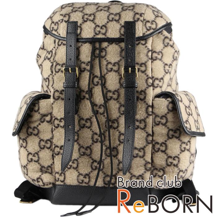 GG 〔良品〕グッチ GGウール バックパック/リュック ウール×カーフ 