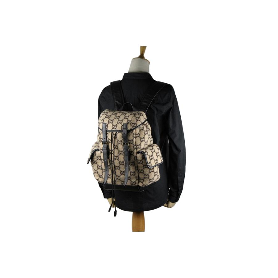 GG 〔良品〕グッチ GGウール バックパック/リュック ウール×カーフ 