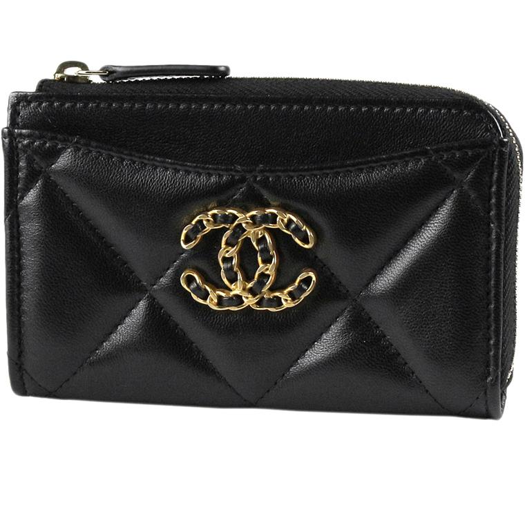 【未使用】シャネル シャネル19 マトラッセ カードケース ブラック CHANEL 19 〔新品同様品 - ほぼ新品〕シャネル CHANEL 19/シャネル