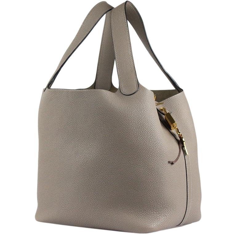美品】HERMES ピコタン PM グレー ゴールド金具 トリヨンクレマンス 極 
