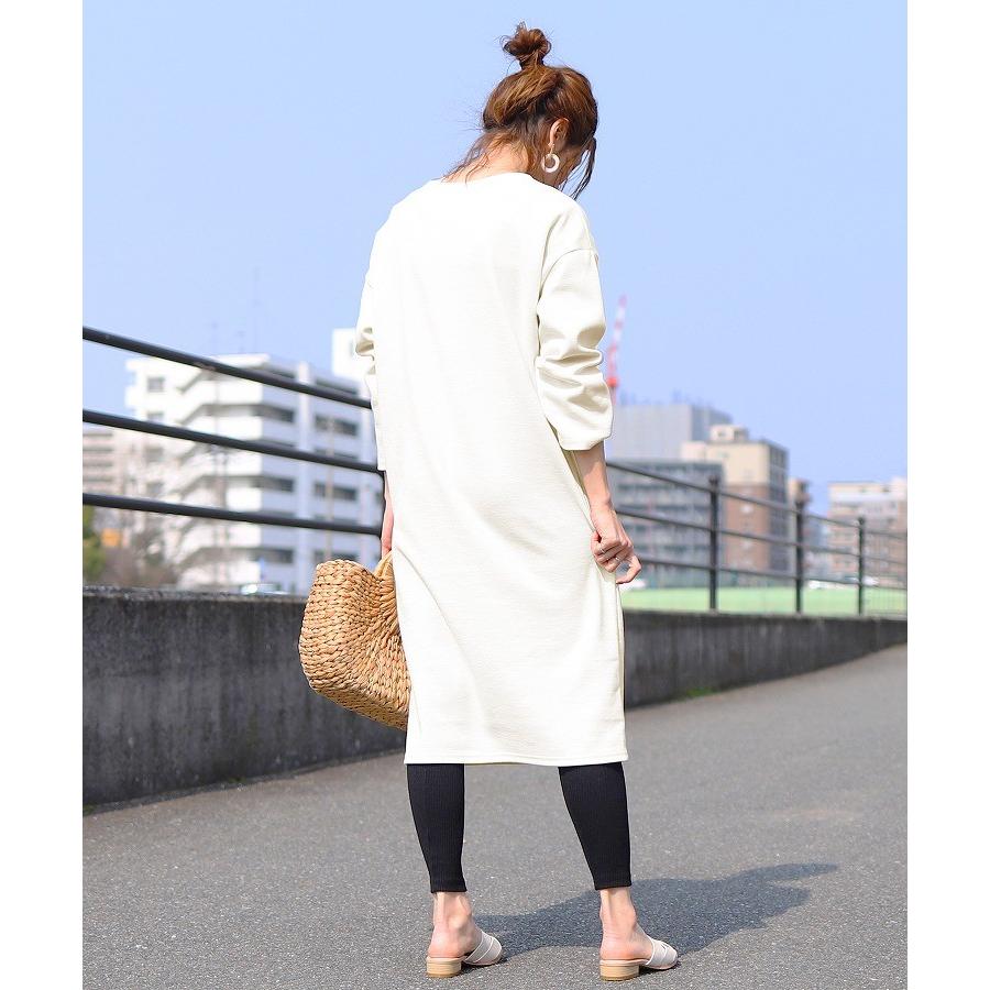 ワンピース スウェット シンプル レディース 無地 長袖 ひざ下 カジュアル 楽ちん 時短コーデ 春 フリーサイズ 宅配便発送 Reca 通販 Yahoo ショッピング