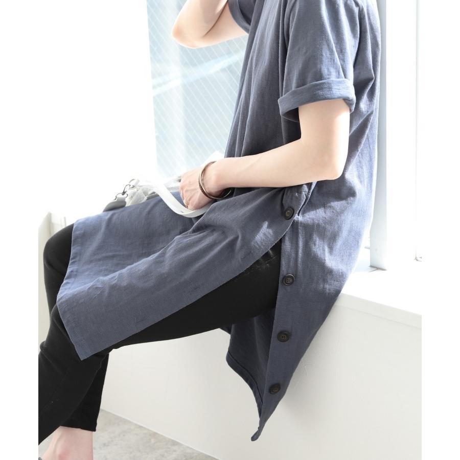 サイドボタンワンピース レディース Tシャツ カットソー 半袖 無地 トップス チュニック Tシャツワンピ カジュアル 夏 ワンピース All メール便対応10 Reca 通販 Yahoo ショッピング