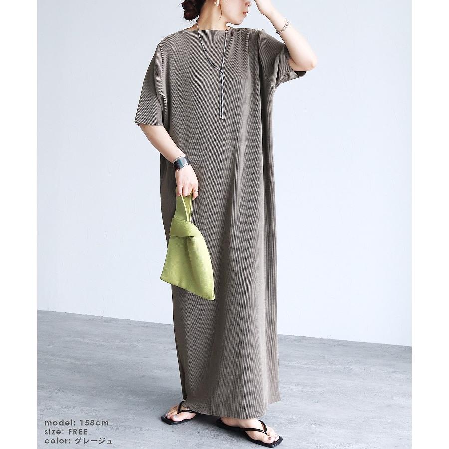 reca（レカ） セルフカット半袖マキシプリーツワンピース bel-blc-6403