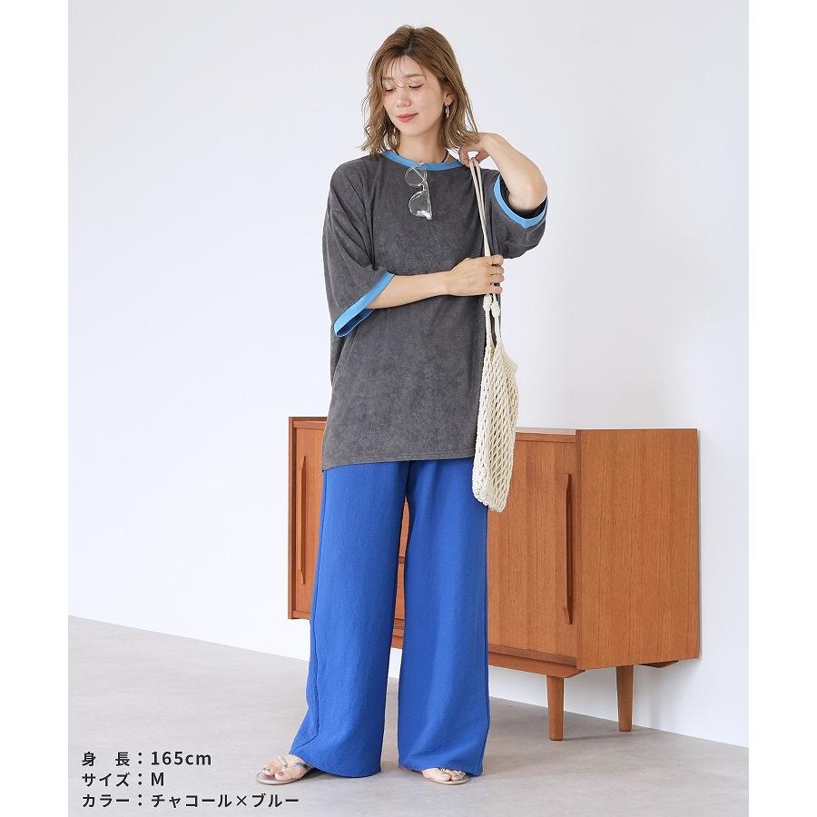 パイル地リンガーネック配色Tシャツ bel-blc-7007 レディース 2026年夏