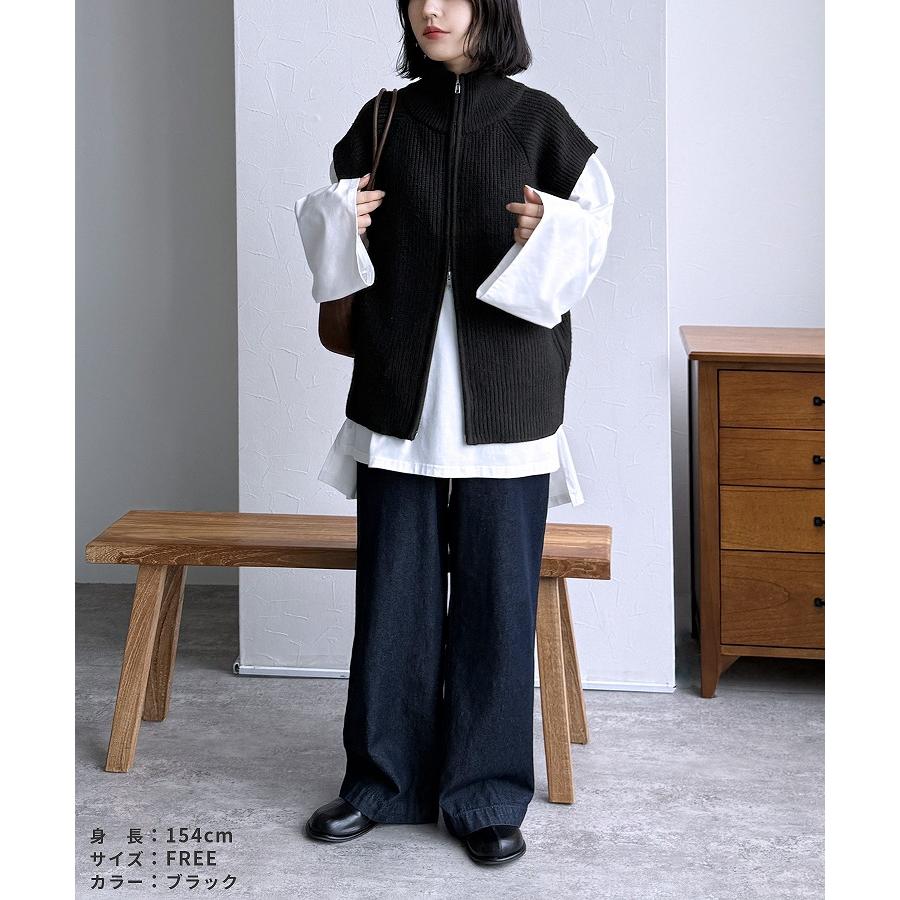 ダブルジップハイネックニットベスト bel-db-25009 レディース 2025