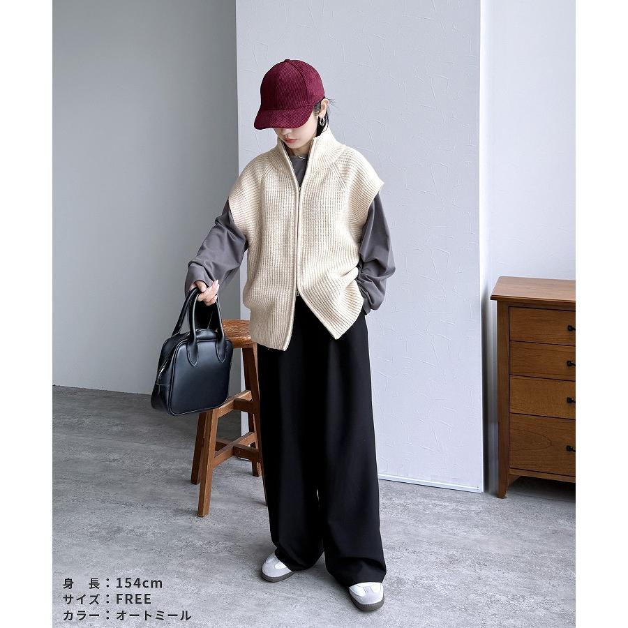 ダブルジップハイネックニットベスト bel-db-25009 レディース 2025