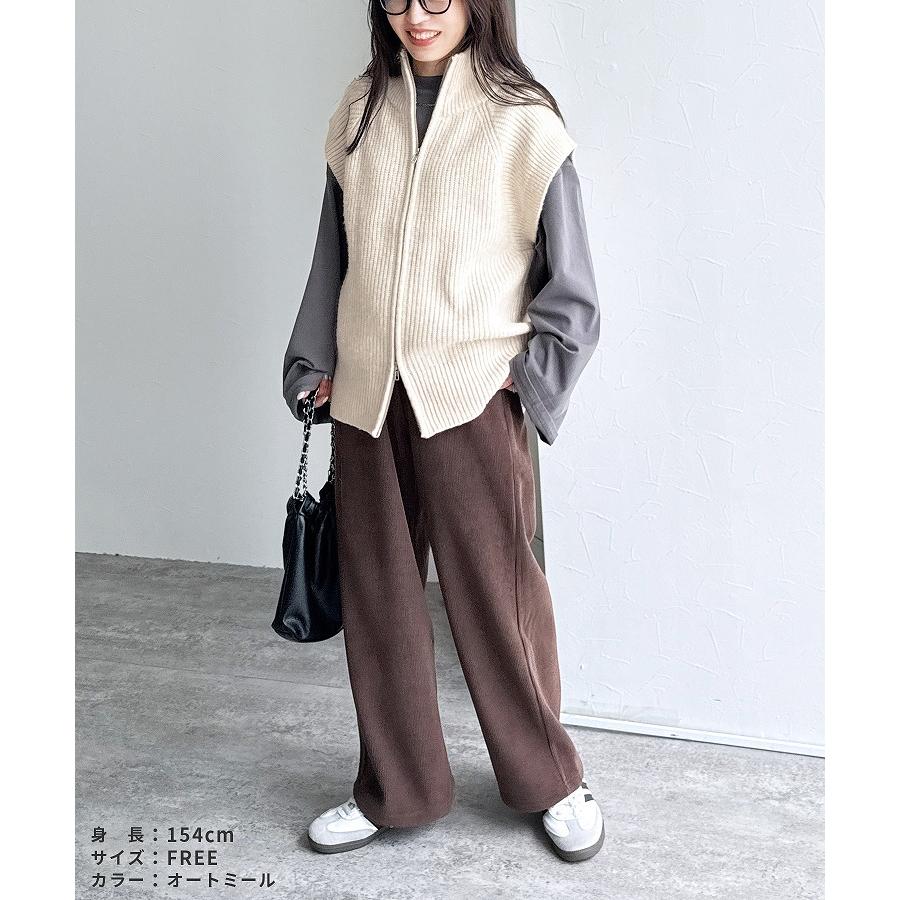 ダブルジップハイネックニットベスト bel-db-25009 レディース 2025