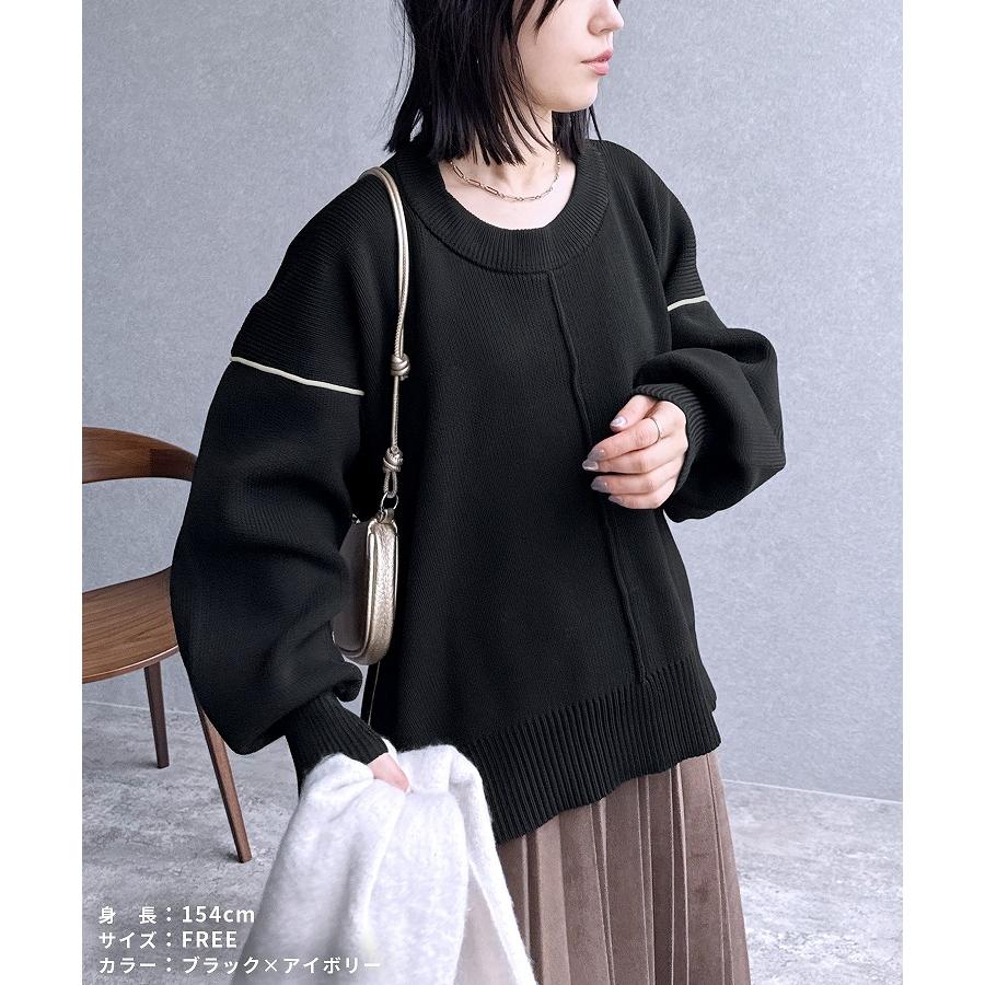 reca（レカ） 配色ラインパイピングドルマンニット bel-db-25056