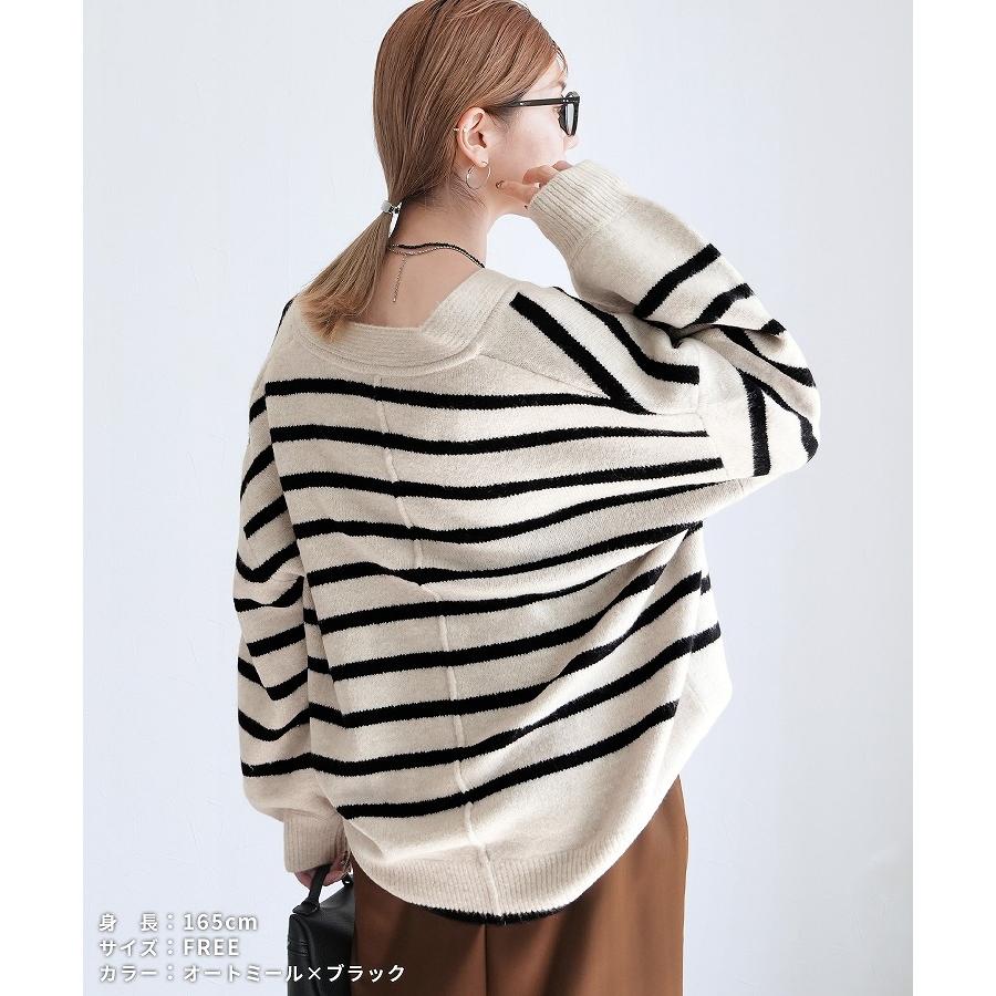 reca ディープVネックボーダーニット bel-eb-5096 レディース