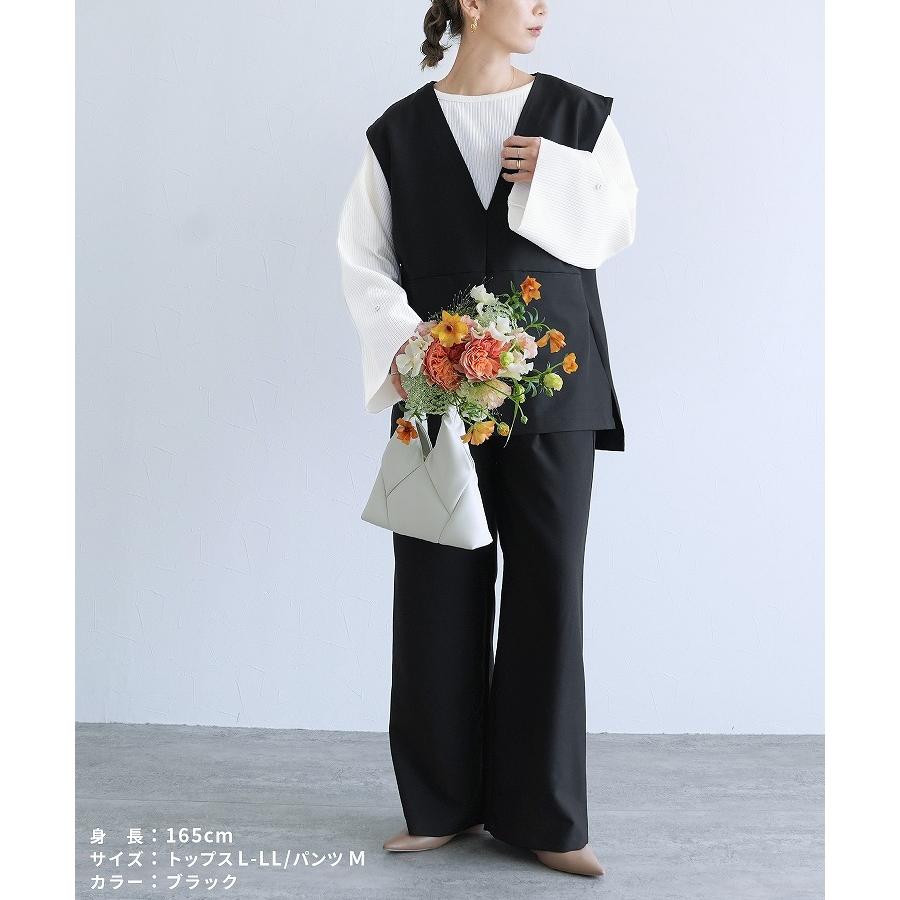 reca（レカ） Vネックベスト×セミワイドストレートパンツ レディース