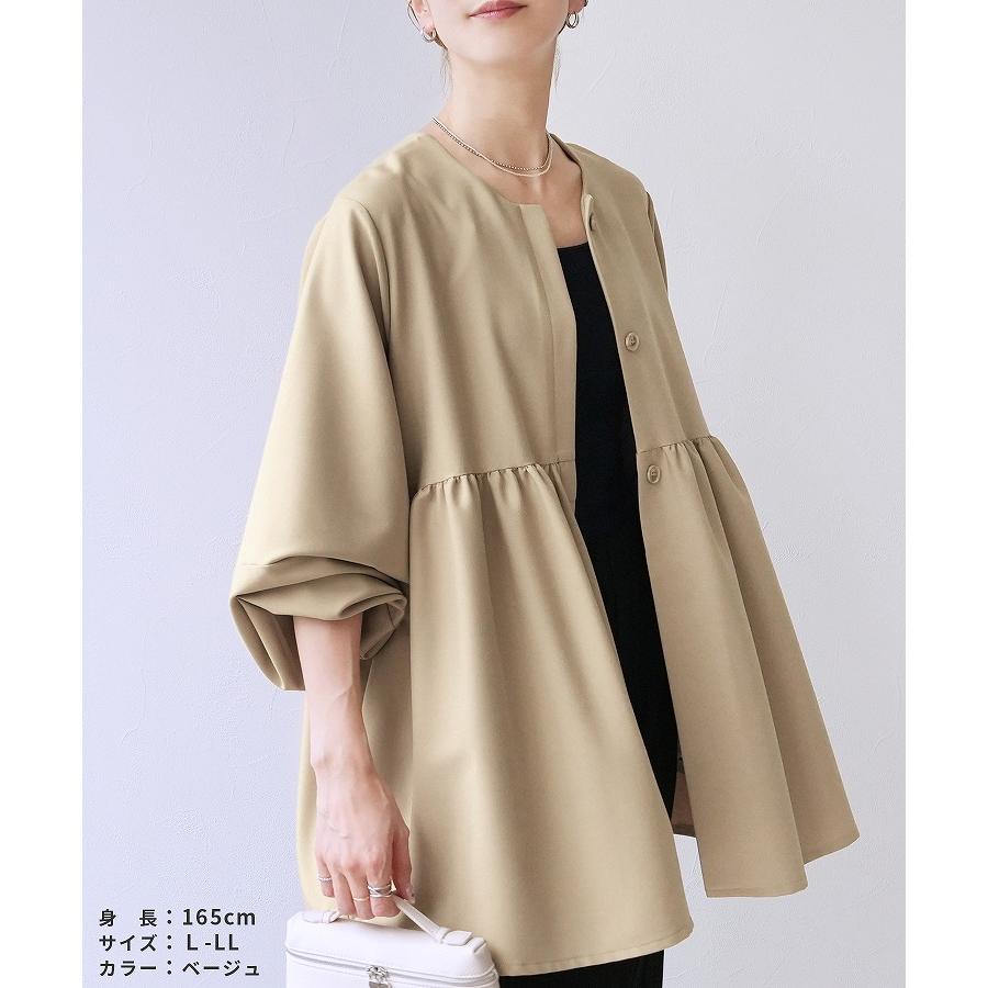 reca（レカ） ペプラムギャザーノーカラージャケット bel-hr-0622