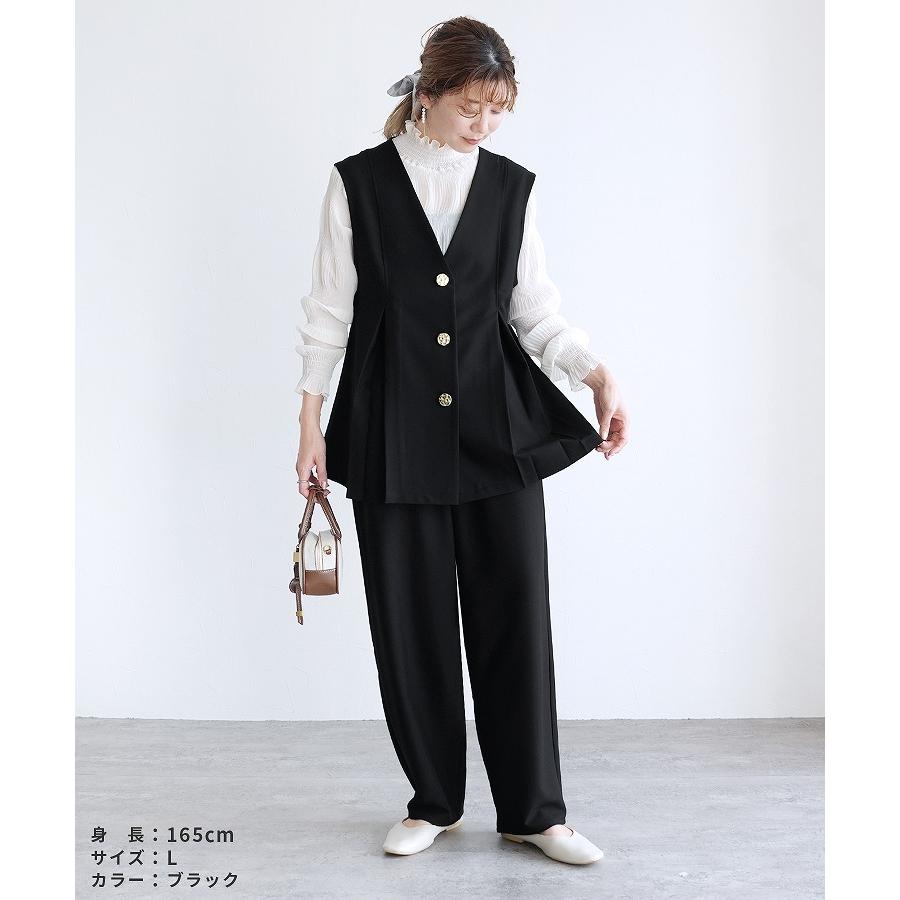 reca（レカ） Vネック金ボタンペプラムベスト レディース ジレ