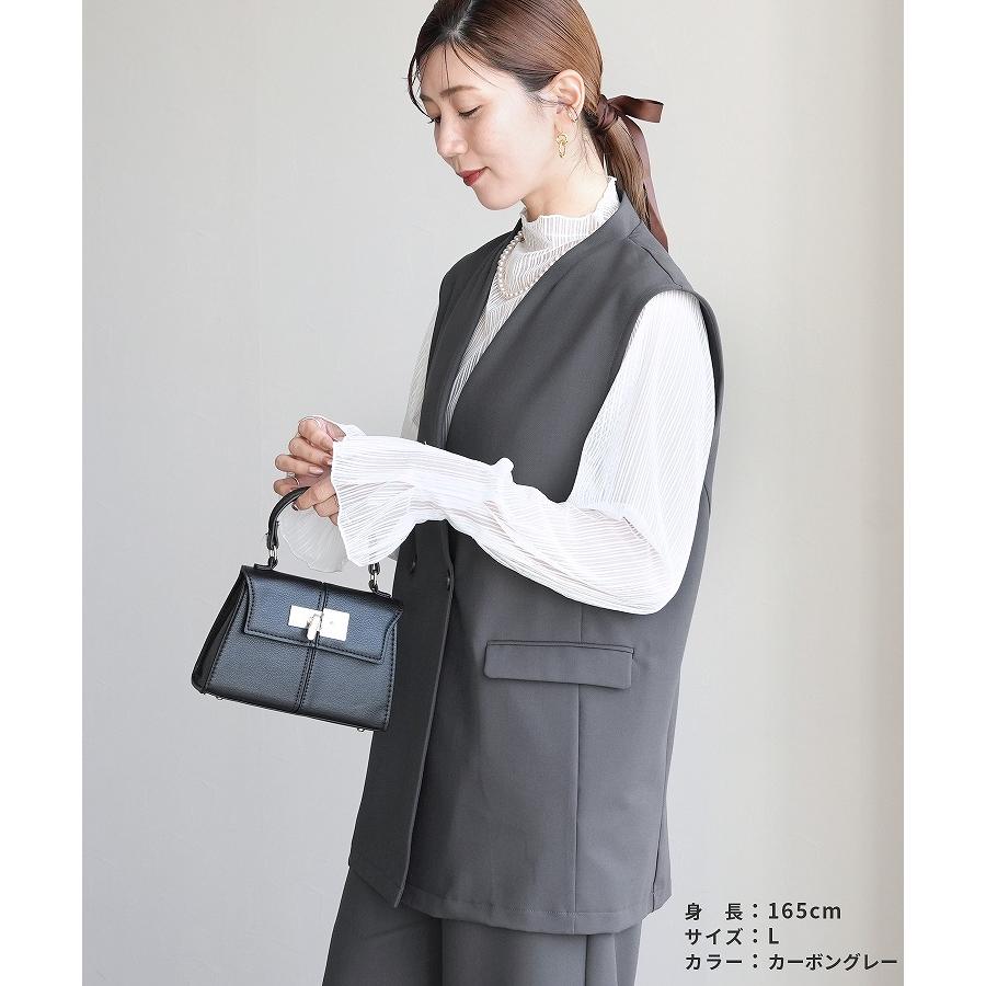 reca（レカ） ノーカラーベスト×セミワイドストレートパンツ bel-hr