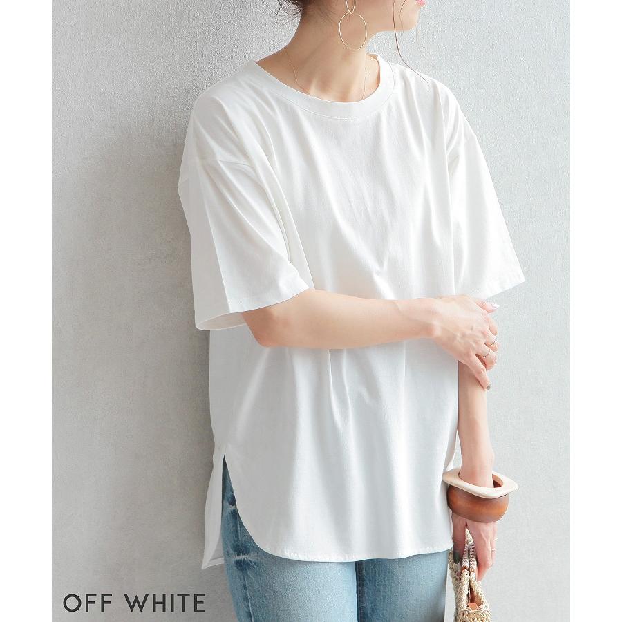 リサイクルコットンラウンド裾カットソー Bel U レディース Tシャツ 半袖 無地 カジュアル シンプル 夏 白 ホワイト メール便対応5 Bel U Reca 通販 Yahoo ショッピング