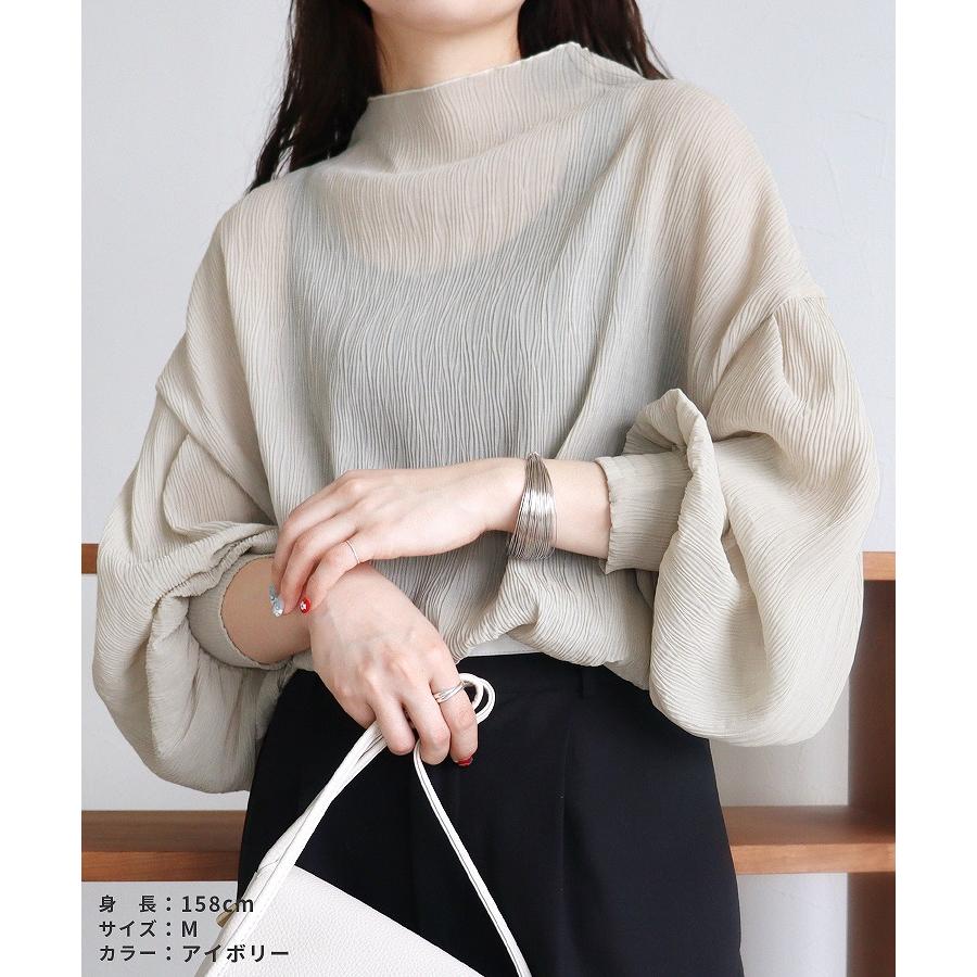 reca（レカ） ハイネックランダムプリーツスリーブブラウス bel-x